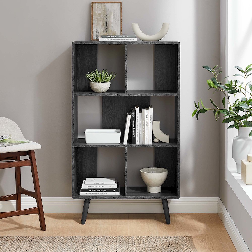 Transmit 5 Shelf Wood Grain Bookcase. Picture 8