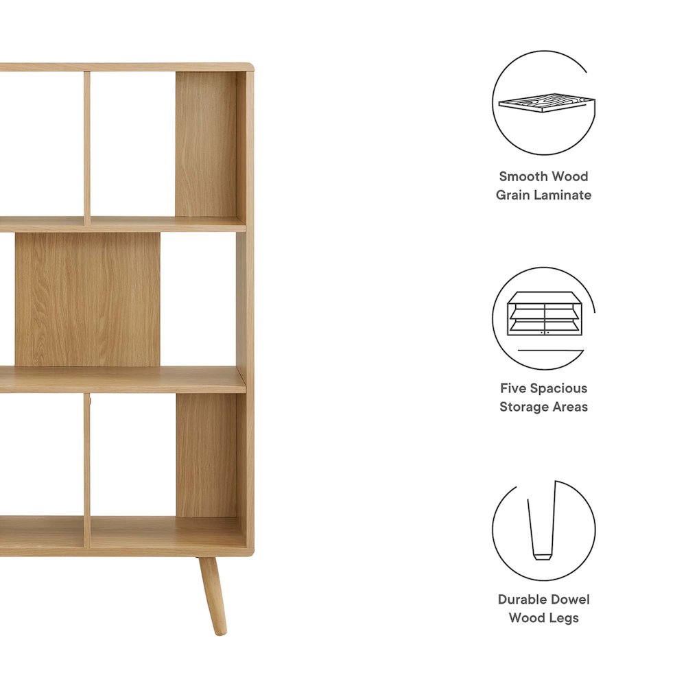 Transmit 5 Shelf Wood Grain Bookcase. Picture 2