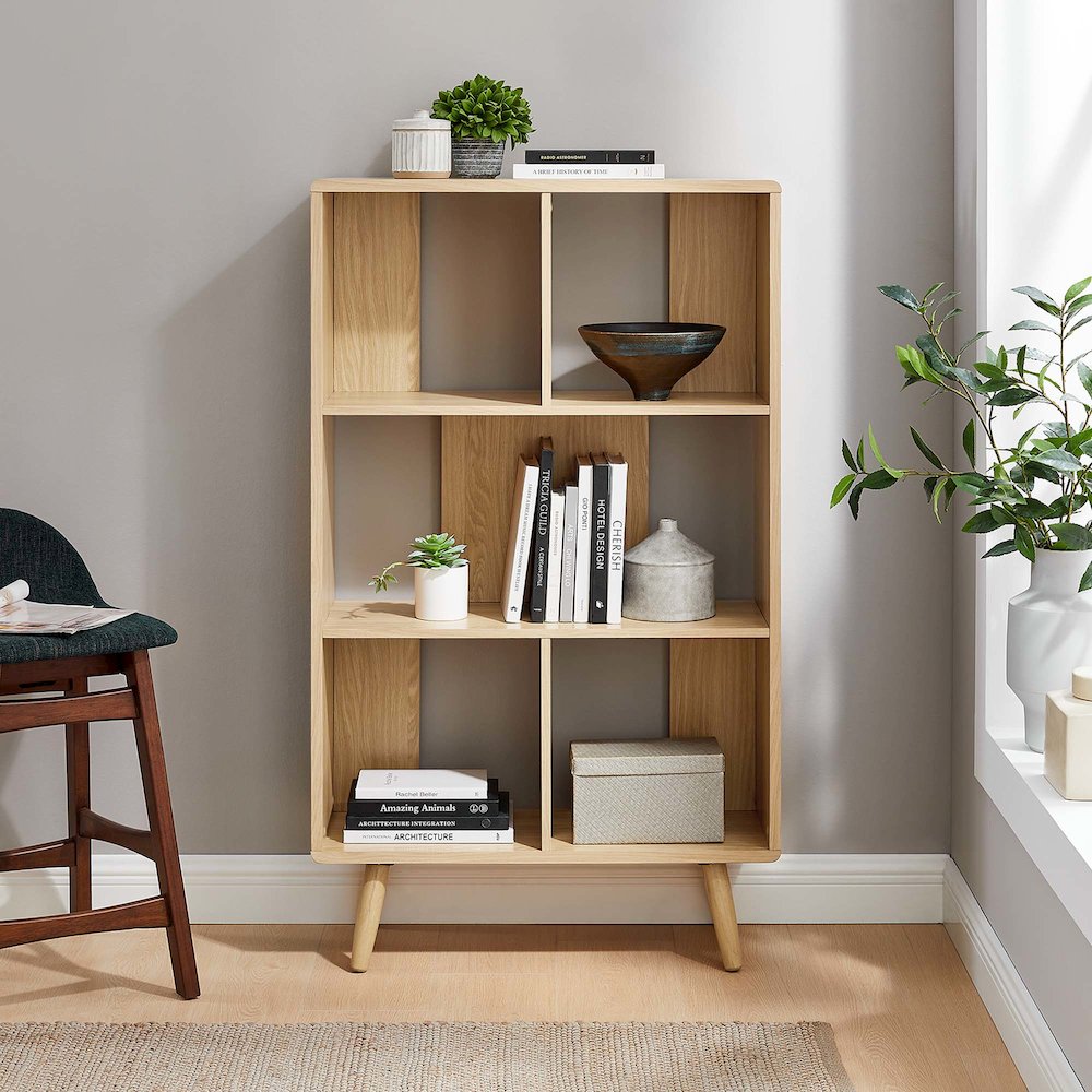 Transmit 5 Shelf Wood Grain Bookcase. Picture 8