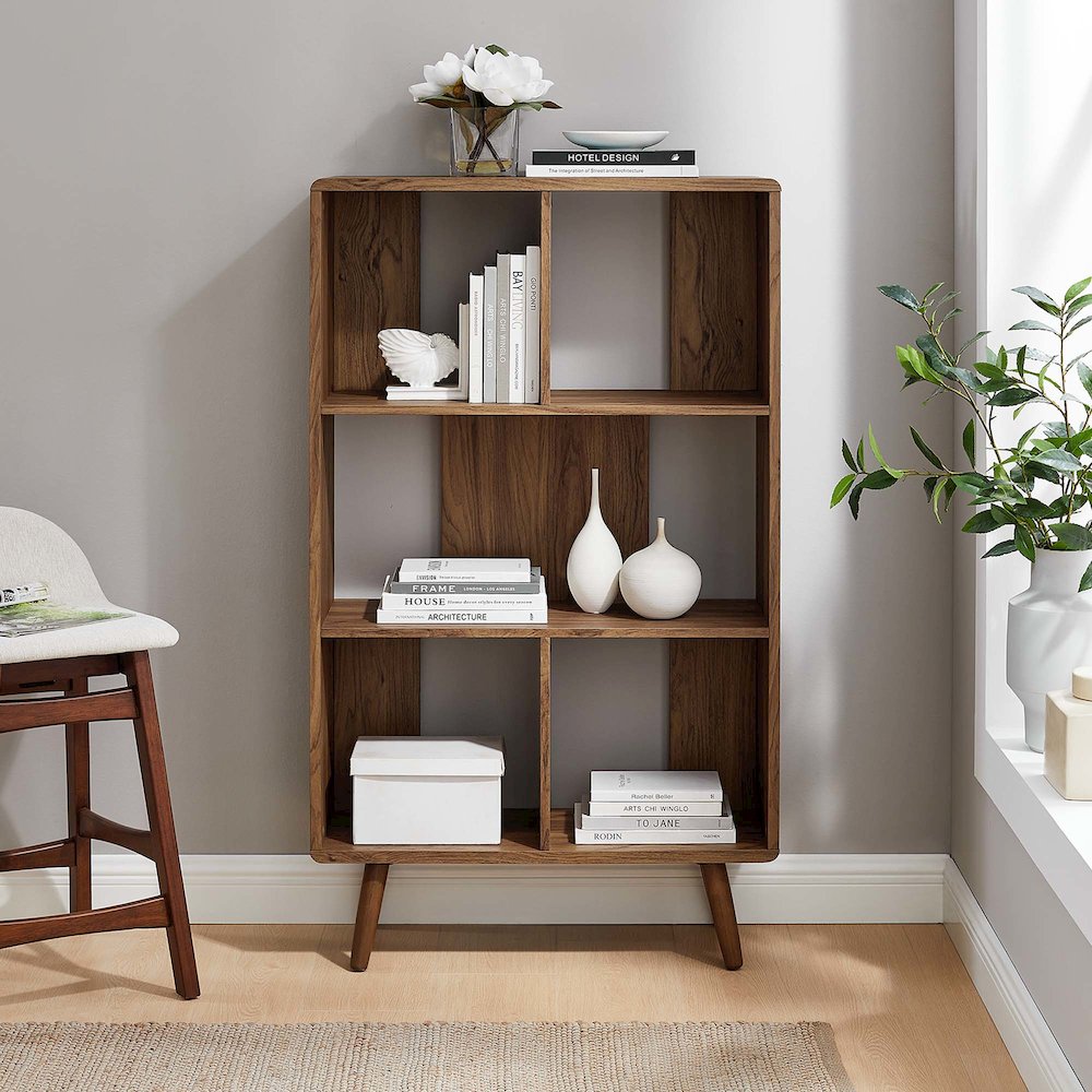 Transmit 5 Shelf Wood Grain Bookcase. Picture 8