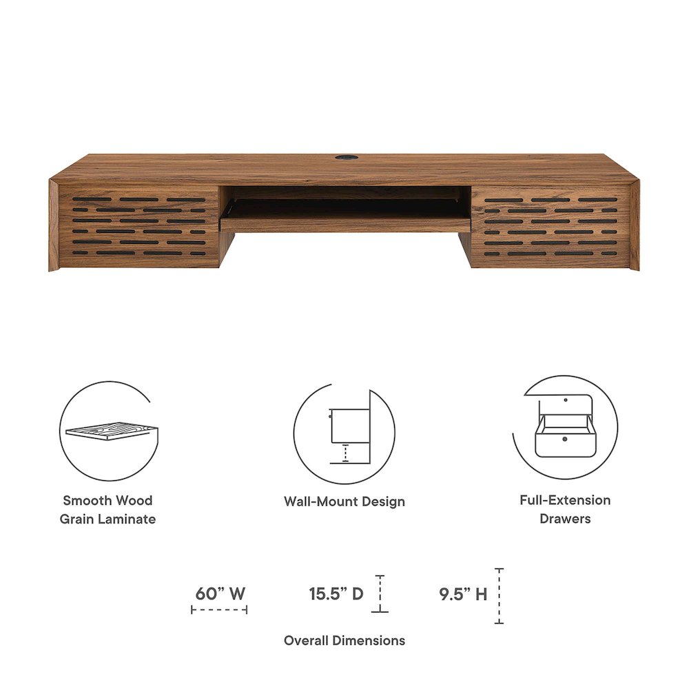 Merit 60" Wall Mount Wood Office Desk. Picture 2