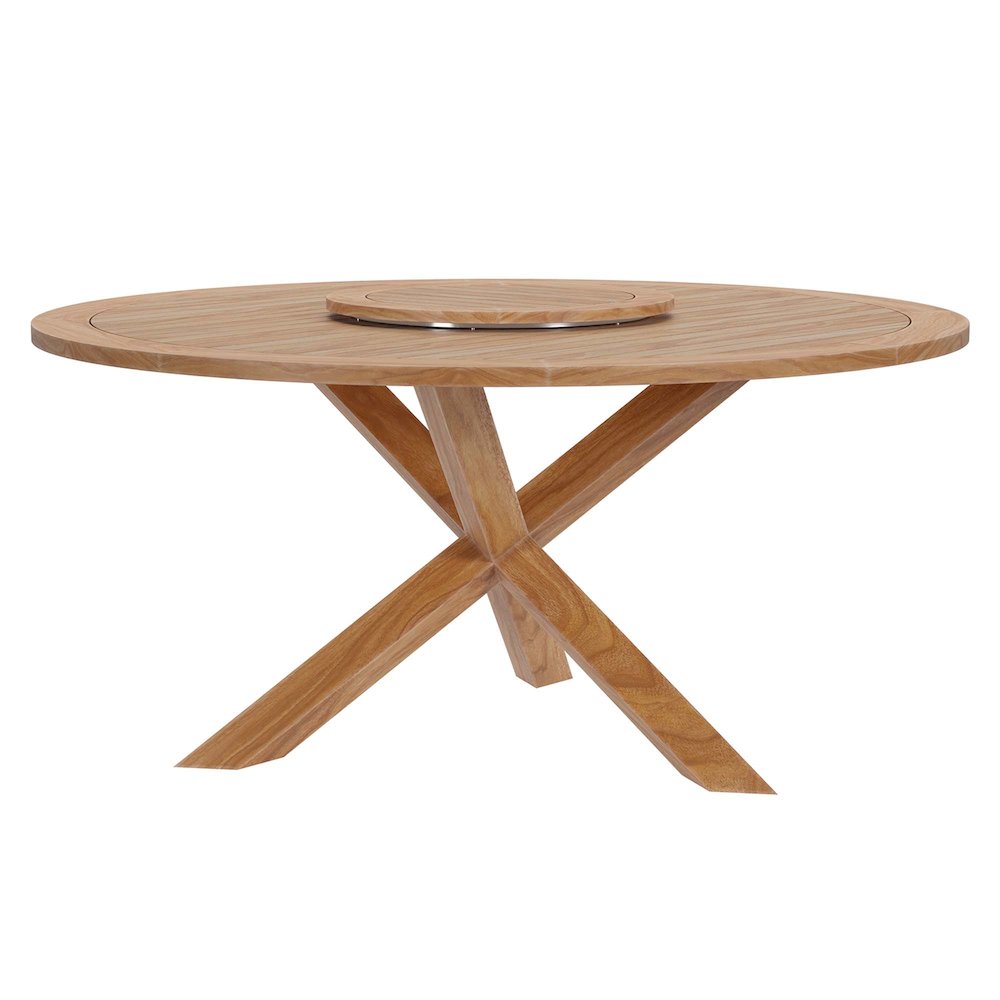 Wellspring 63" Outdoor Patio Teak Wood Dining Table. Picture 3