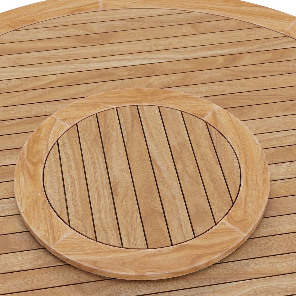 Wellspring 63" Outdoor Patio Teak Wood Dining Table. Picture 4