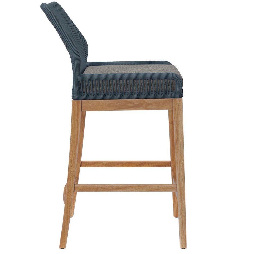 Wellspring Outdoor Patio Teak Wood Bar Stool. Picture 3