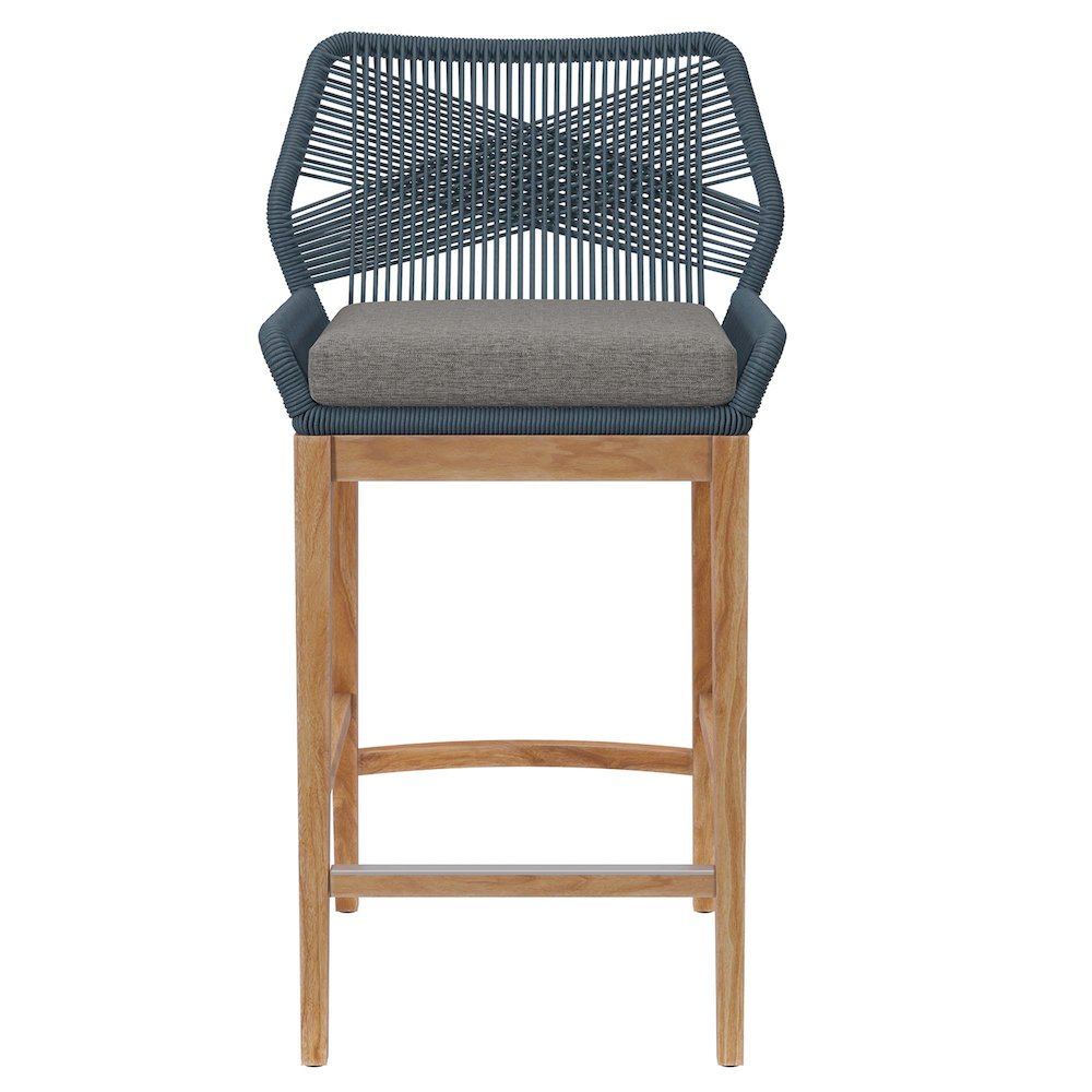 Wellspring Outdoor Patio Teak Wood Bar Stool. Picture 5