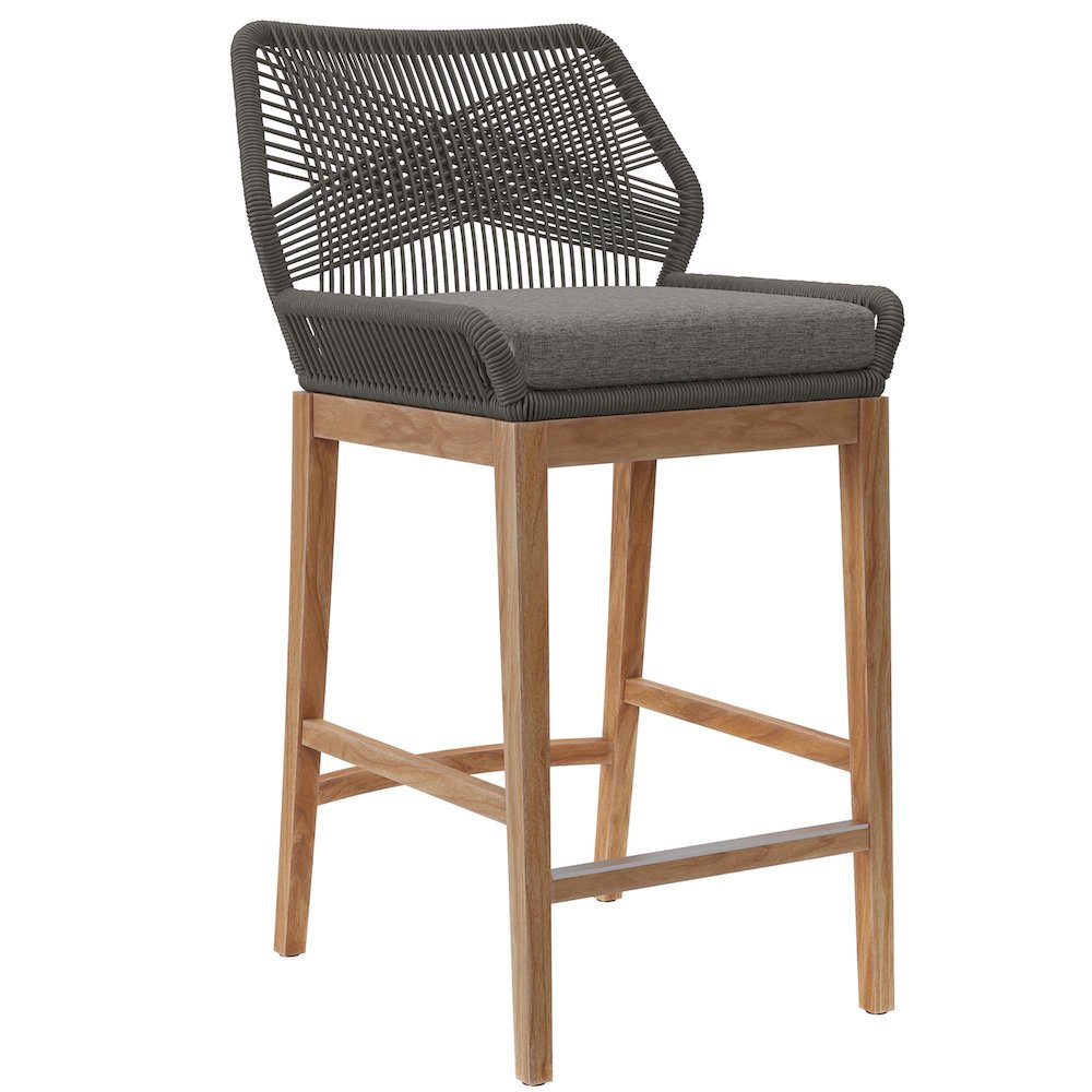 Wellspring Outdoor Patio Teak Wood Bar Stool. Picture 1