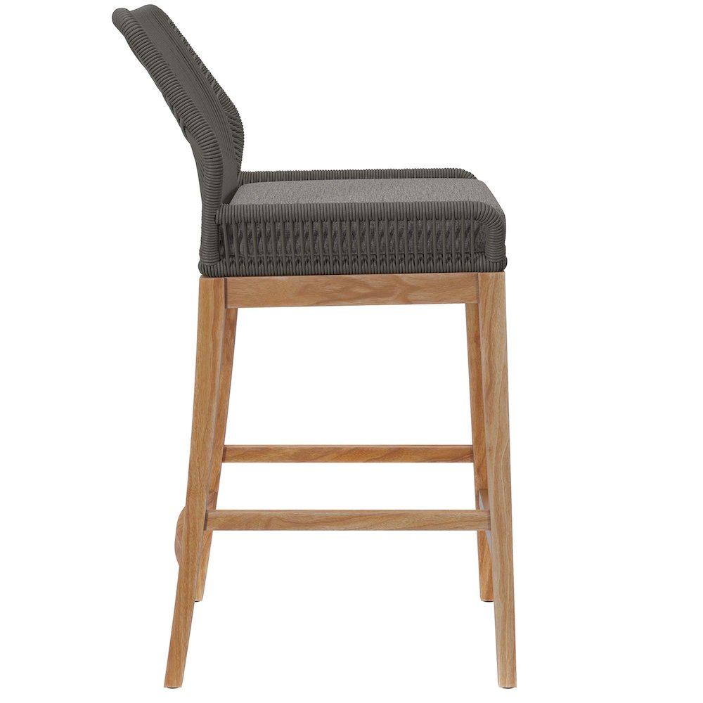 Wellspring Outdoor Patio Teak Wood Bar Stool. Picture 3