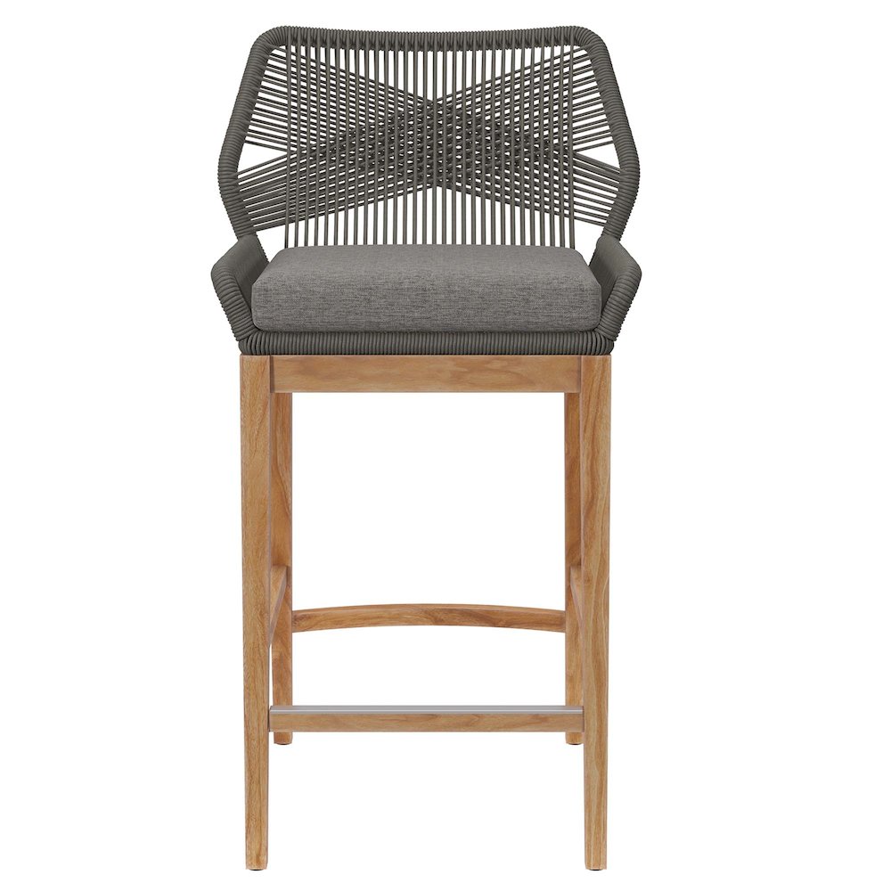 Wellspring Outdoor Patio Teak Wood Bar Stool. Picture 5