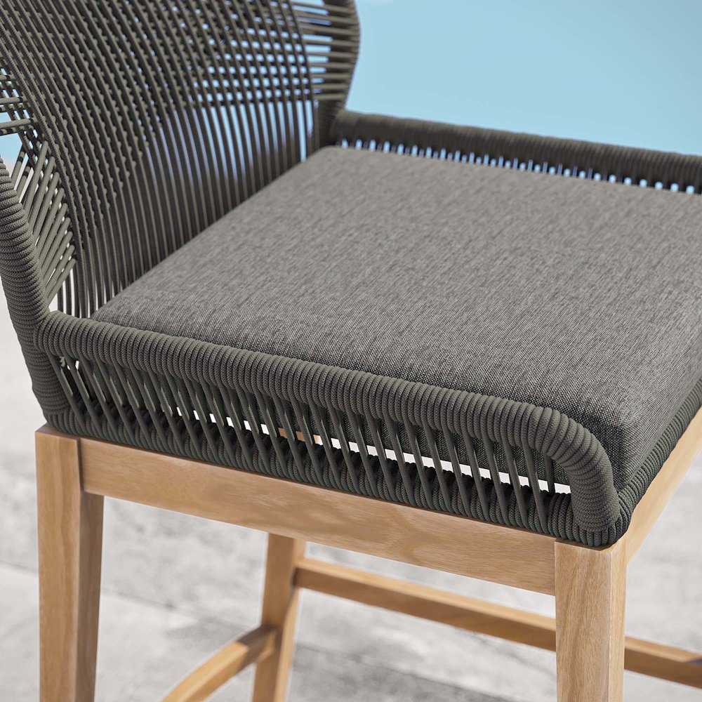 Wellspring Outdoor Patio Teak Wood Bar Stool. Picture 7