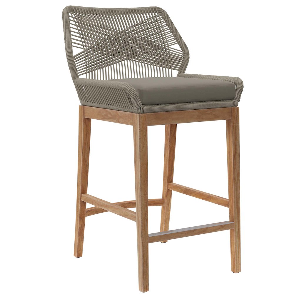 Wellspring Outdoor Patio Teak Wood Bar Stool. Picture 1