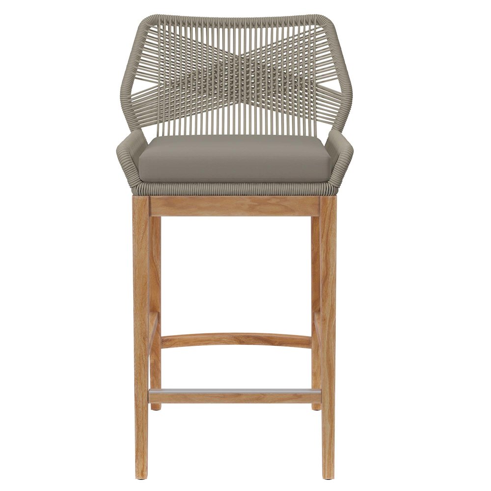 Wellspring Outdoor Patio Teak Wood Bar Stool. Picture 5