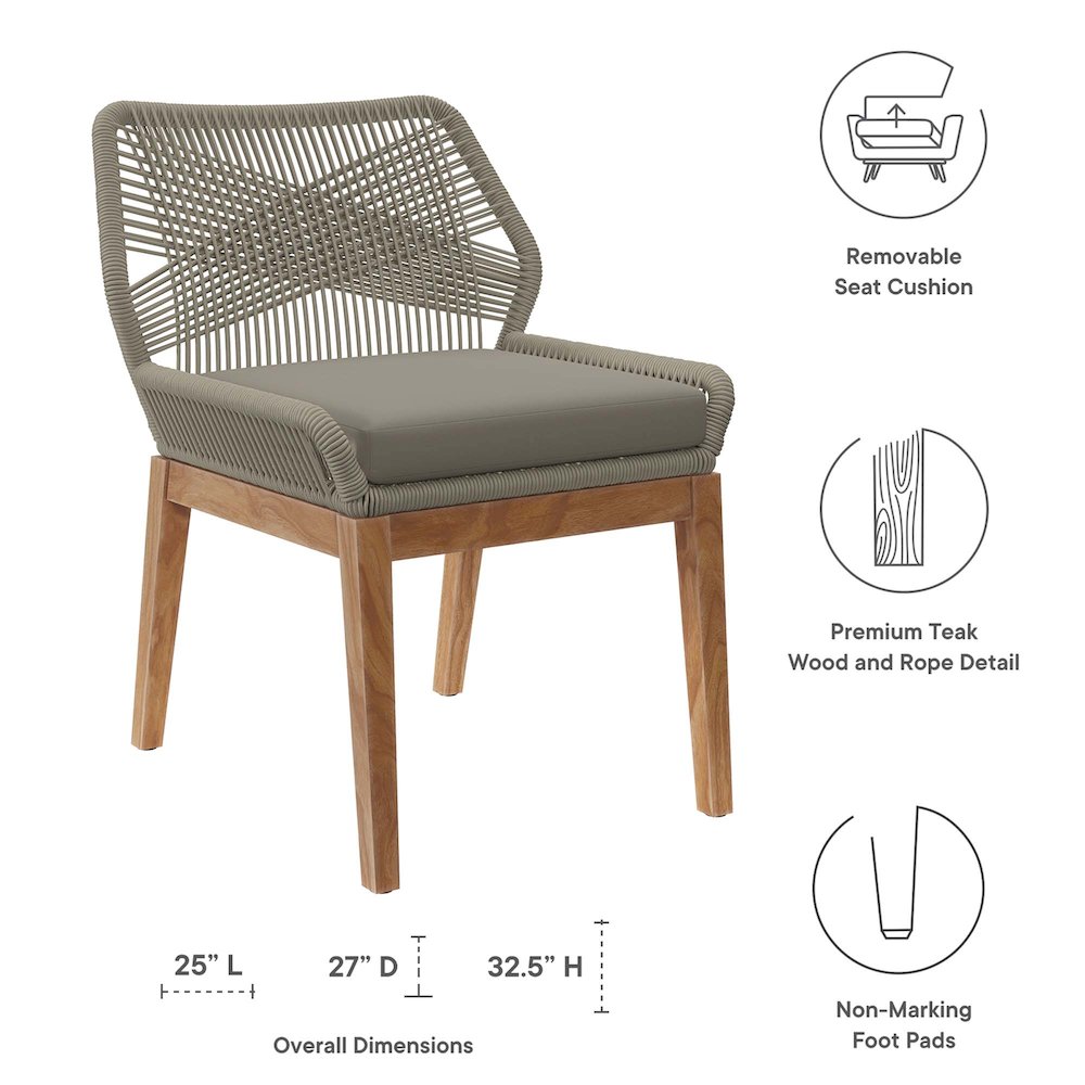 Wellspring Outdoor Patio Teak Wood Dining Chair. Picture 2