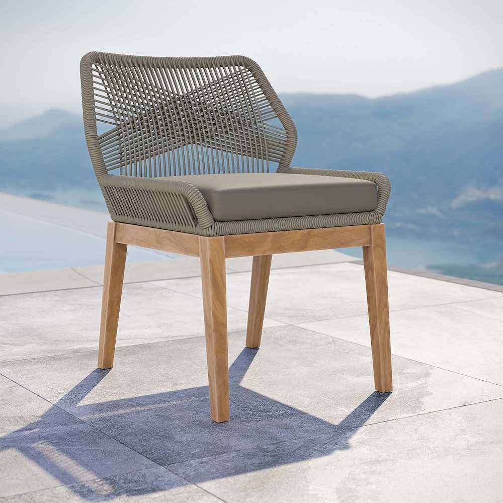 Wellspring Outdoor Patio Teak Wood Dining Chair. Picture 6