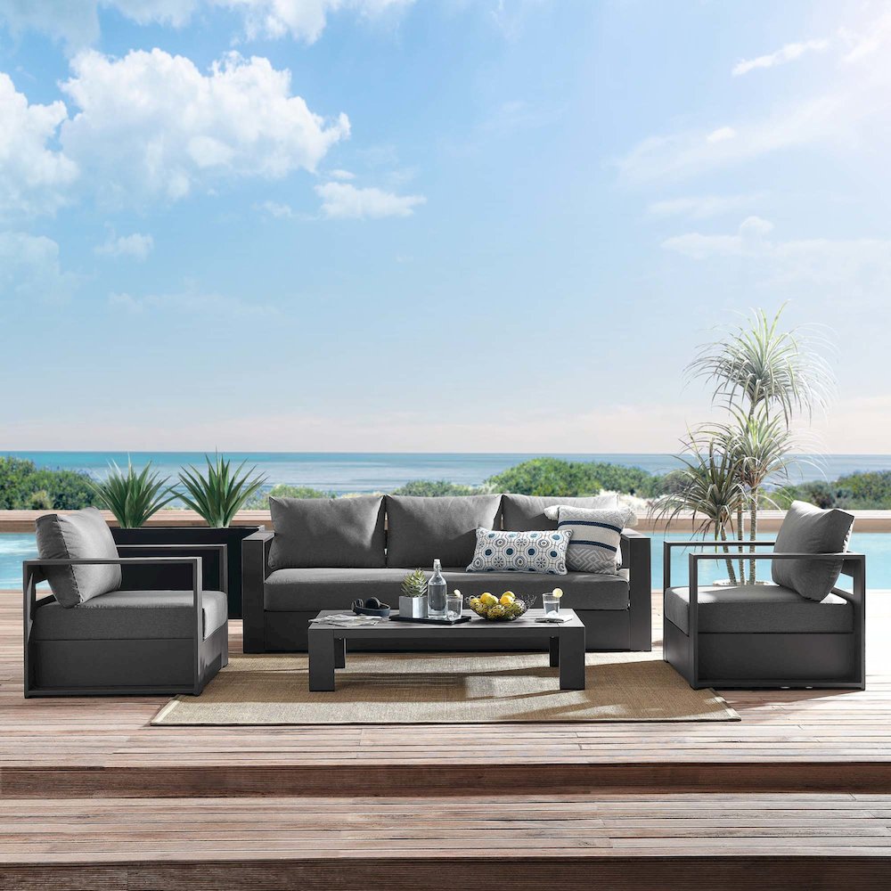 Tahoe 4-Piece Outdoor Patio Powder-Coated Aluminum Set. Picture 15