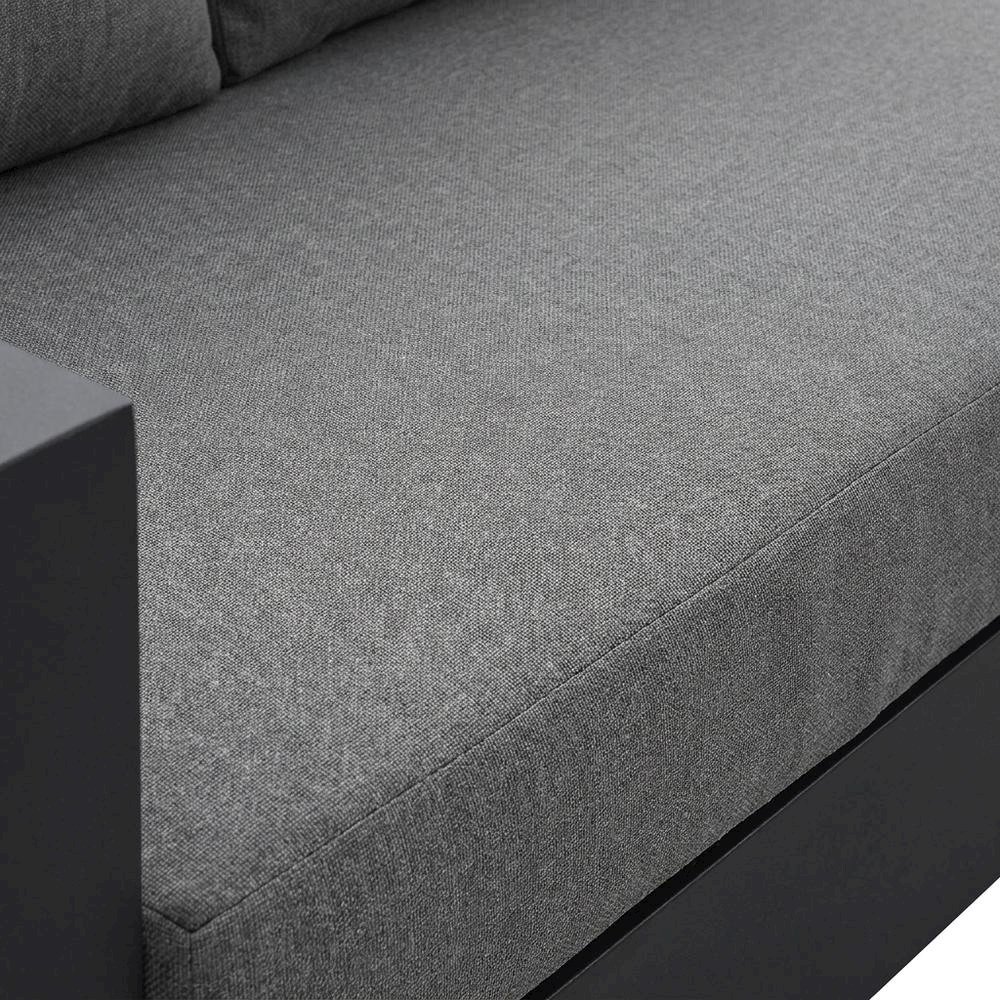 Powder-Coated Aluminum Patio Conversation Set with Thick Cushions, Gray Charcoal. Picture 6