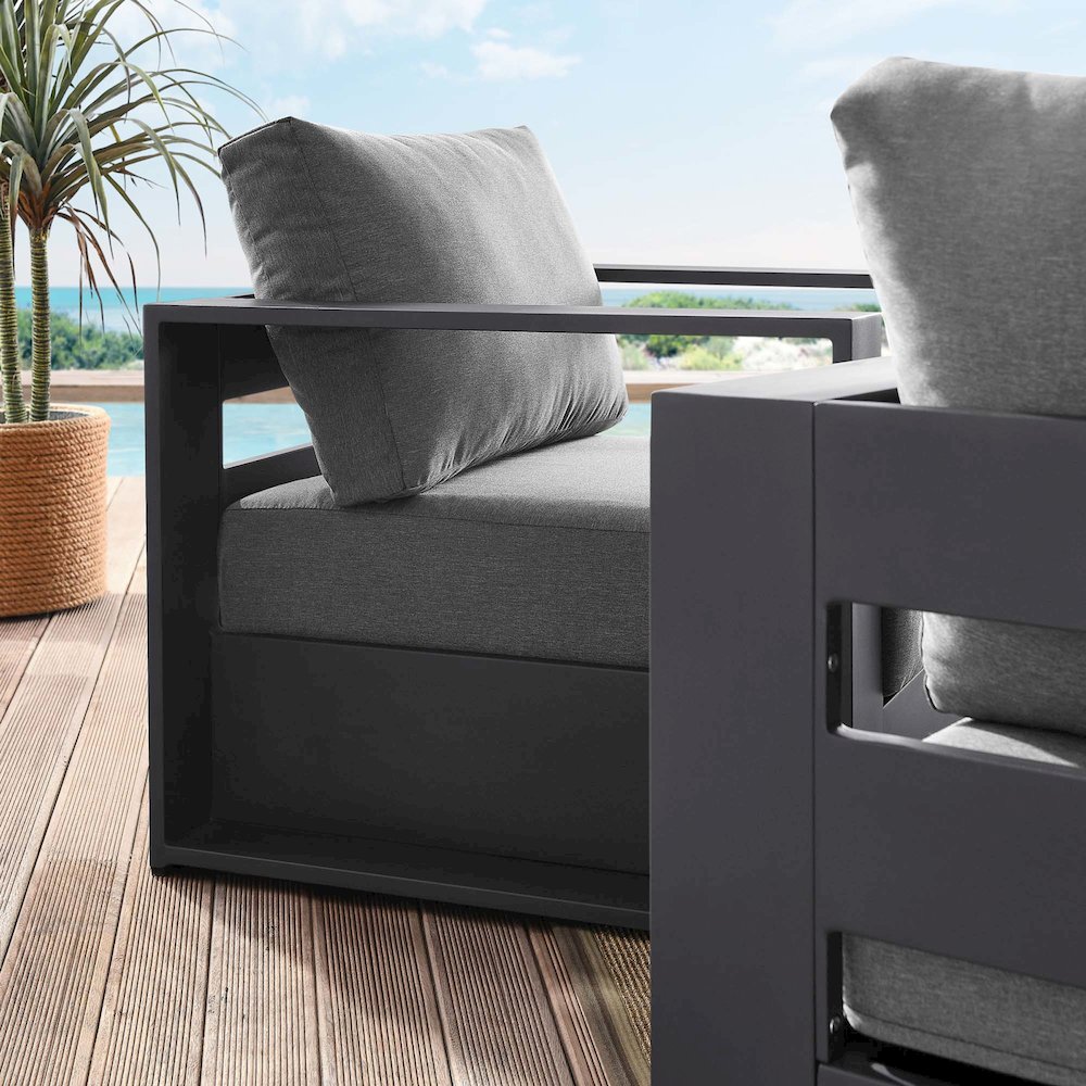 Tahoe 2-Piece Outdoor Patio Powder-Coated Aluminum Armchair Set. Picture 7