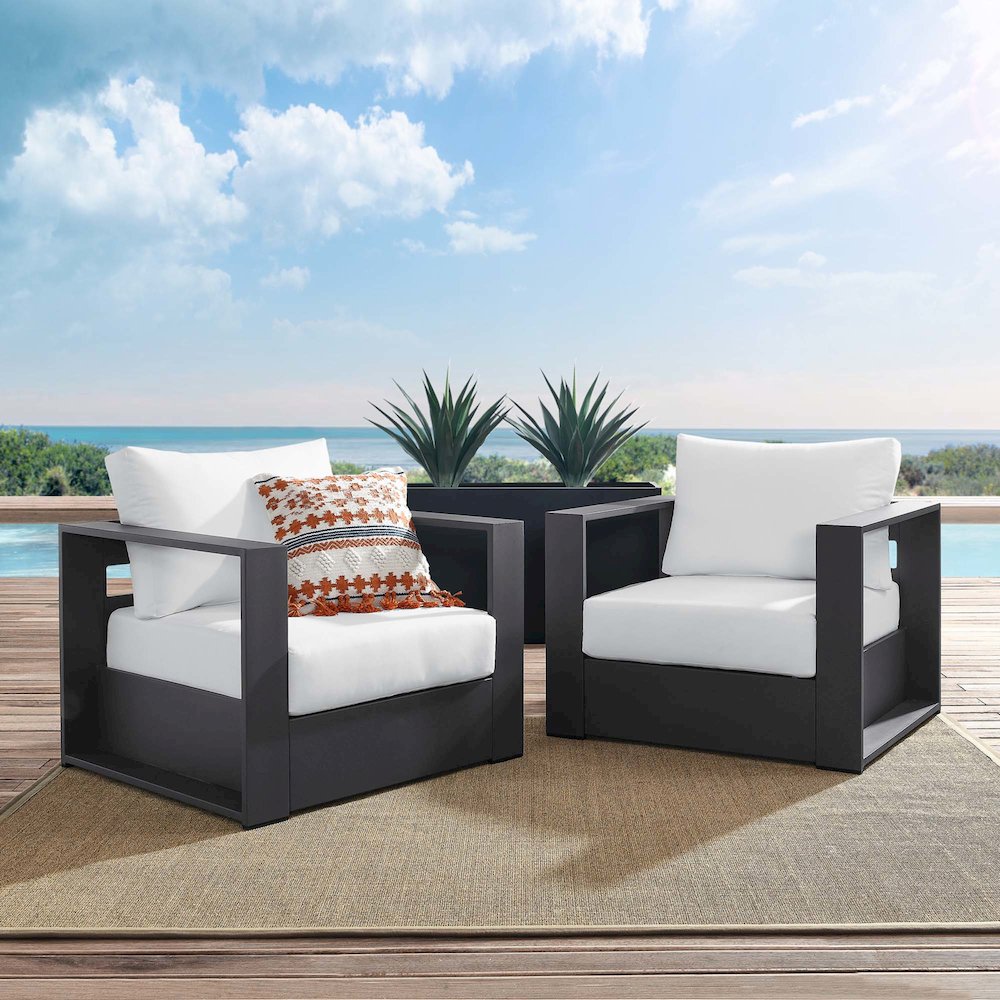 Tahoe 2-Piece Outdoor Patio Powder-Coated Aluminum Armchair Set. Picture 6