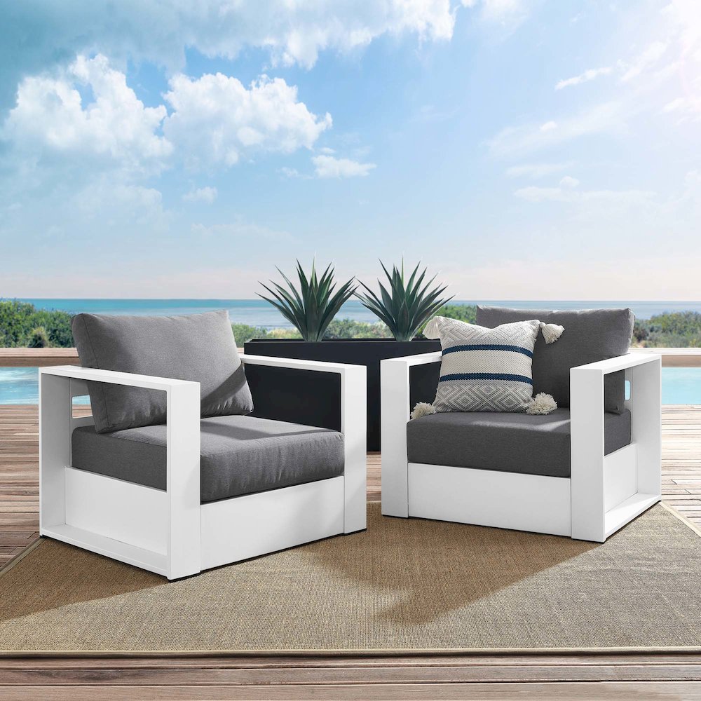 Tahoe 2-Piece Outdoor Patio Powder-Coated Aluminum Armchair Set. Picture 6