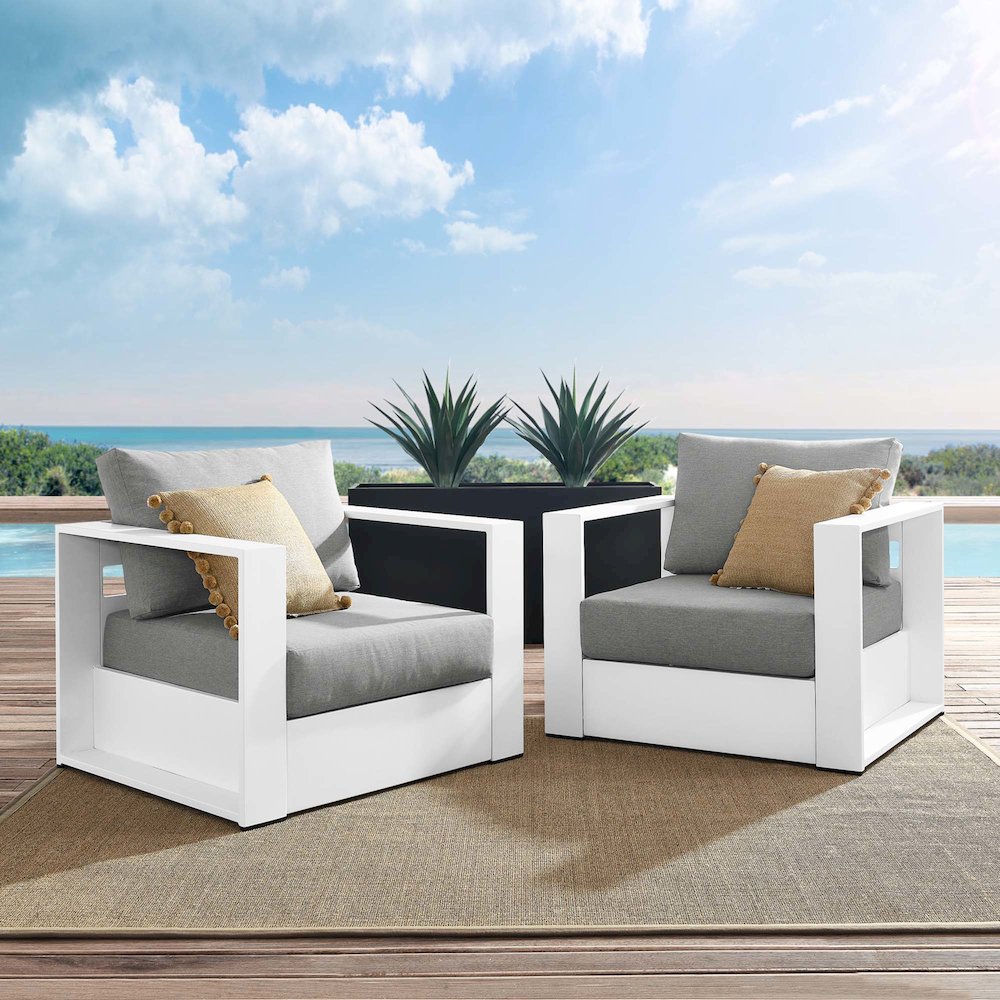 Tahoe 2-Piece Outdoor Patio Powder-Coated Aluminum Armchair Set. Picture 6