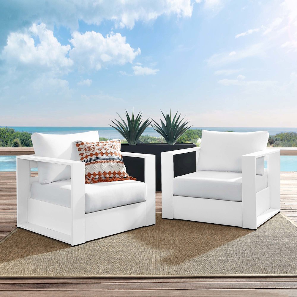 Tahoe 2-Piece Outdoor Patio Powder-Coated Aluminum Armchair Set. Picture 6