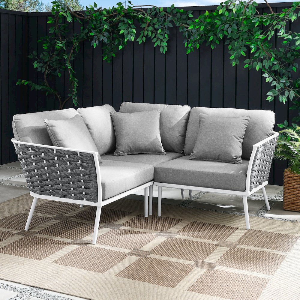 Stance Outdoor Patio Aluminum Small Sectional Sofa. Picture 12