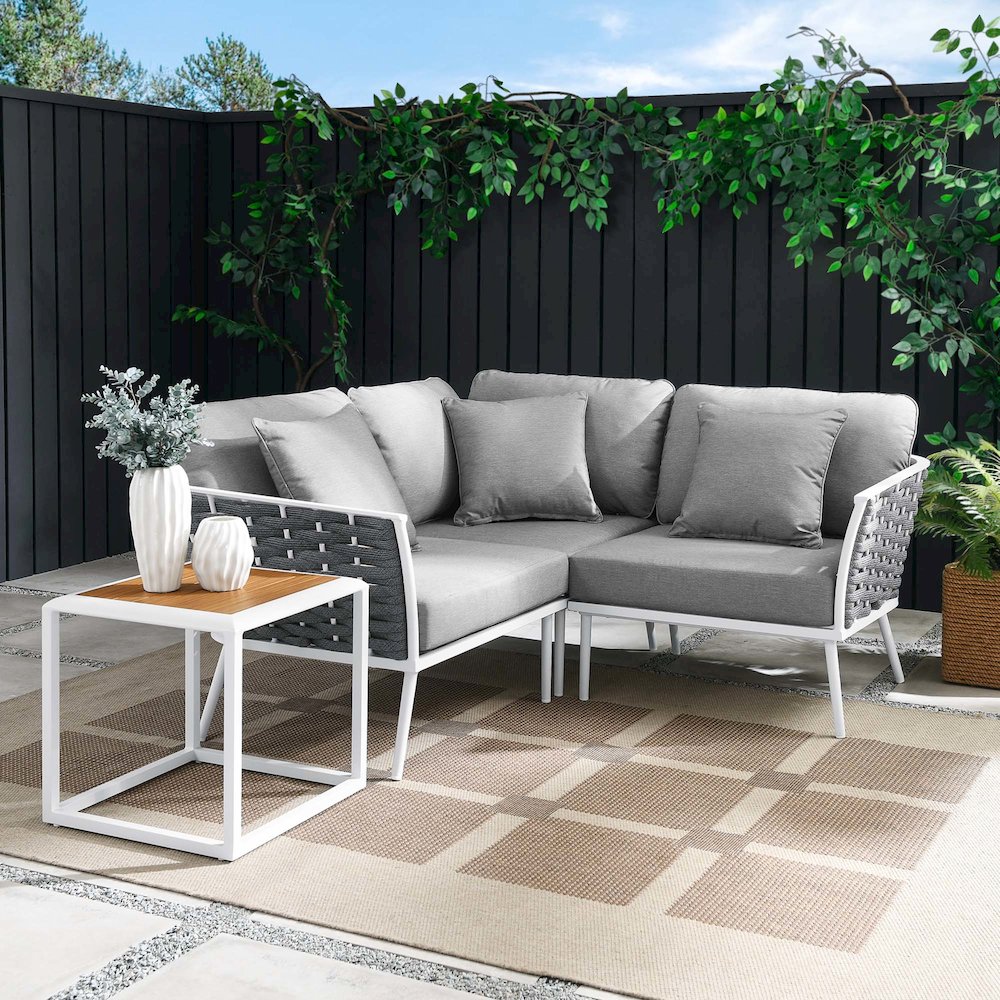 Stance 4 Piece Outdoor Patio Aluminum Sectional Sofa Set. Picture 15