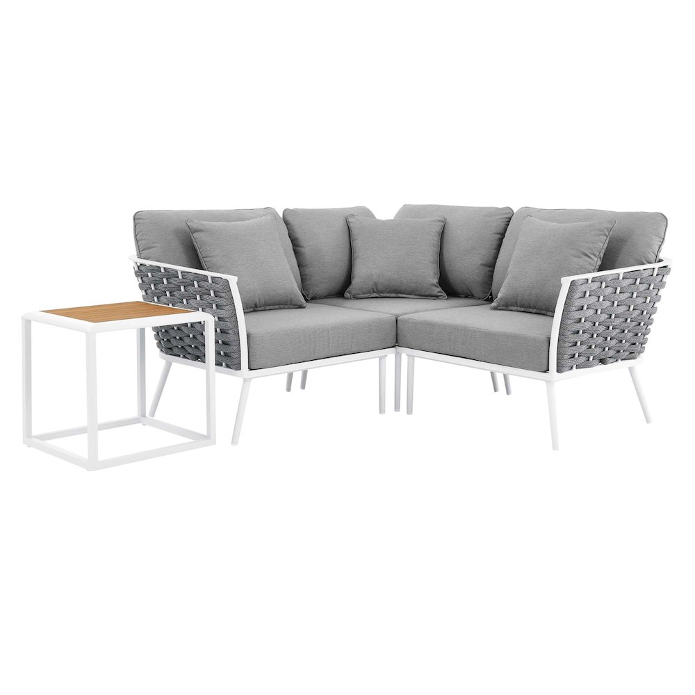 Stance 4 Piece Outdoor Patio Aluminum Sectional Sofa Set. Picture 1