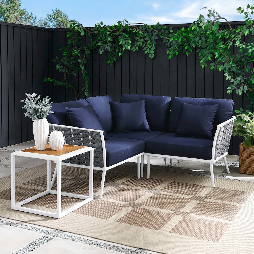 Stance 4 Piece Outdoor Patio Aluminum Sectional Sofa Set. Picture 15