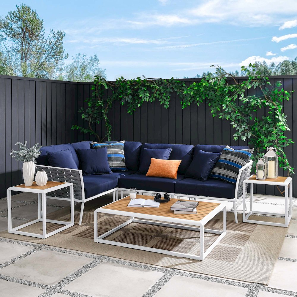 Stance 7 Piece Outdoor Patio Aluminum Sectional Sofa Set. Picture 16