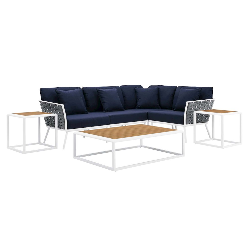 Stance 7 Piece Outdoor Patio Aluminum Sectional Sofa Set. Picture 1
