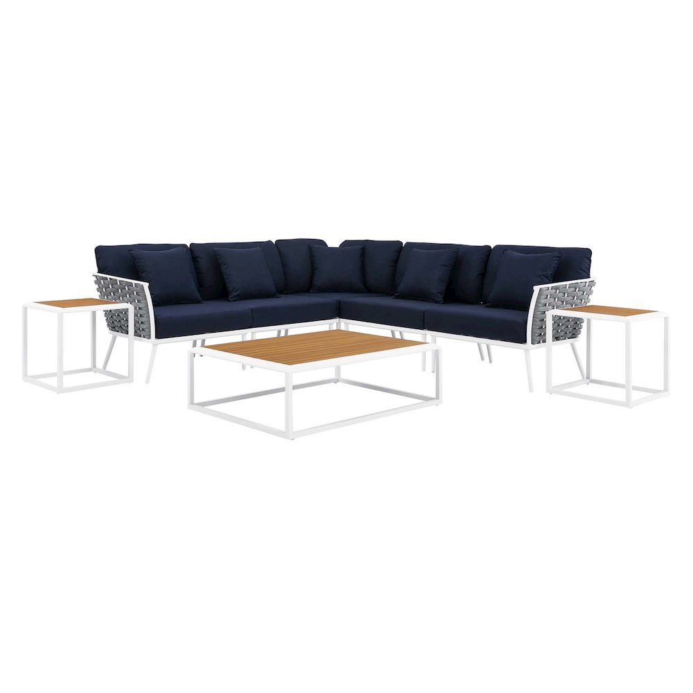 Stance 8 Piece Outdoor Patio Aluminum Sectional Sofa Set. Picture 1