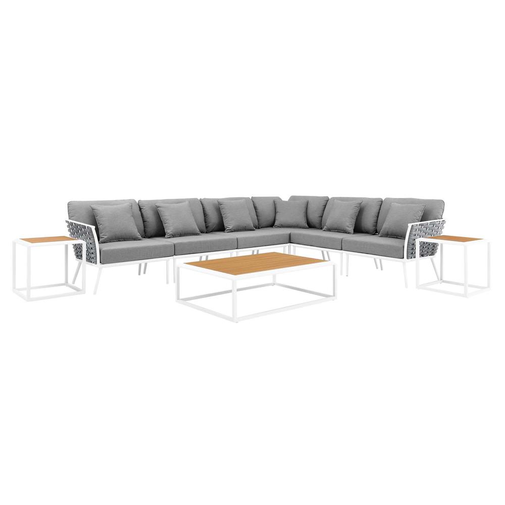 Stance 9 Piece Aluminum Outdoor Patio Aluminum Sectional Sofa Set. Picture 1