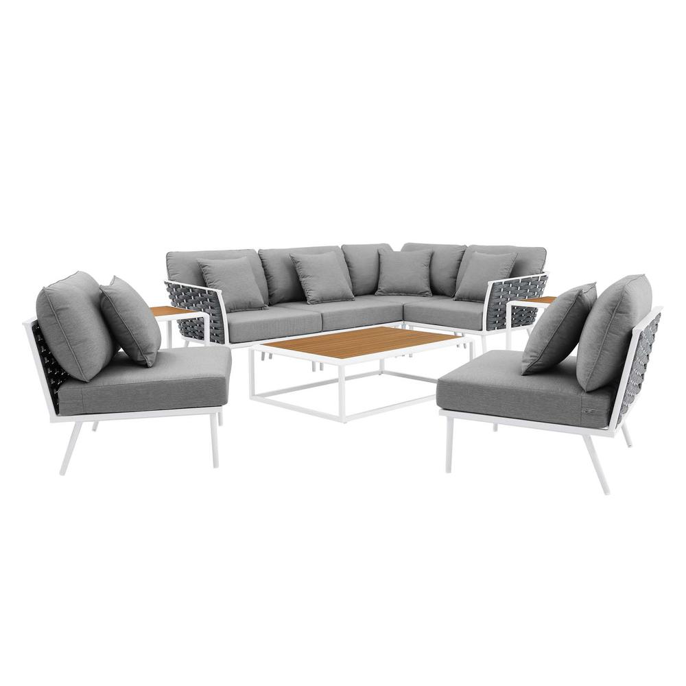 Stance 9 Piece Aluminum Outdoor Patio Aluminum Sectional Sofa Set. Picture 2