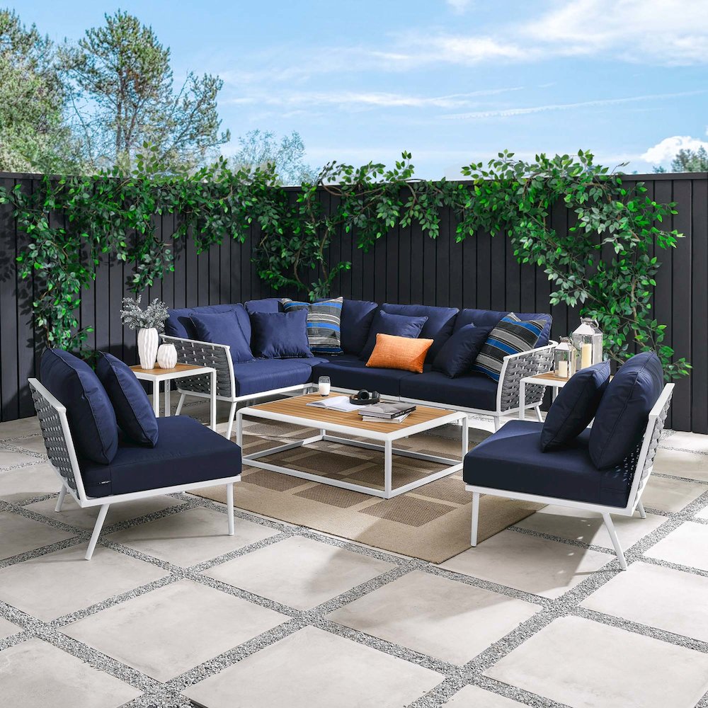 Stance 9 Piece Aluminum Outdoor Patio Aluminum Sectional Sofa Set. Picture 17