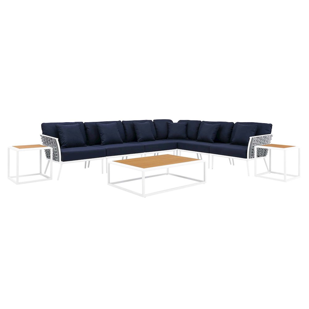 Stance 9 Piece Aluminum Outdoor Patio Aluminum Sectional Sofa Set. Picture 1