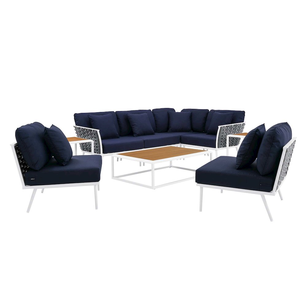 Stance 9 Piece Aluminum Outdoor Patio Aluminum Sectional Sofa Set. Picture 5
