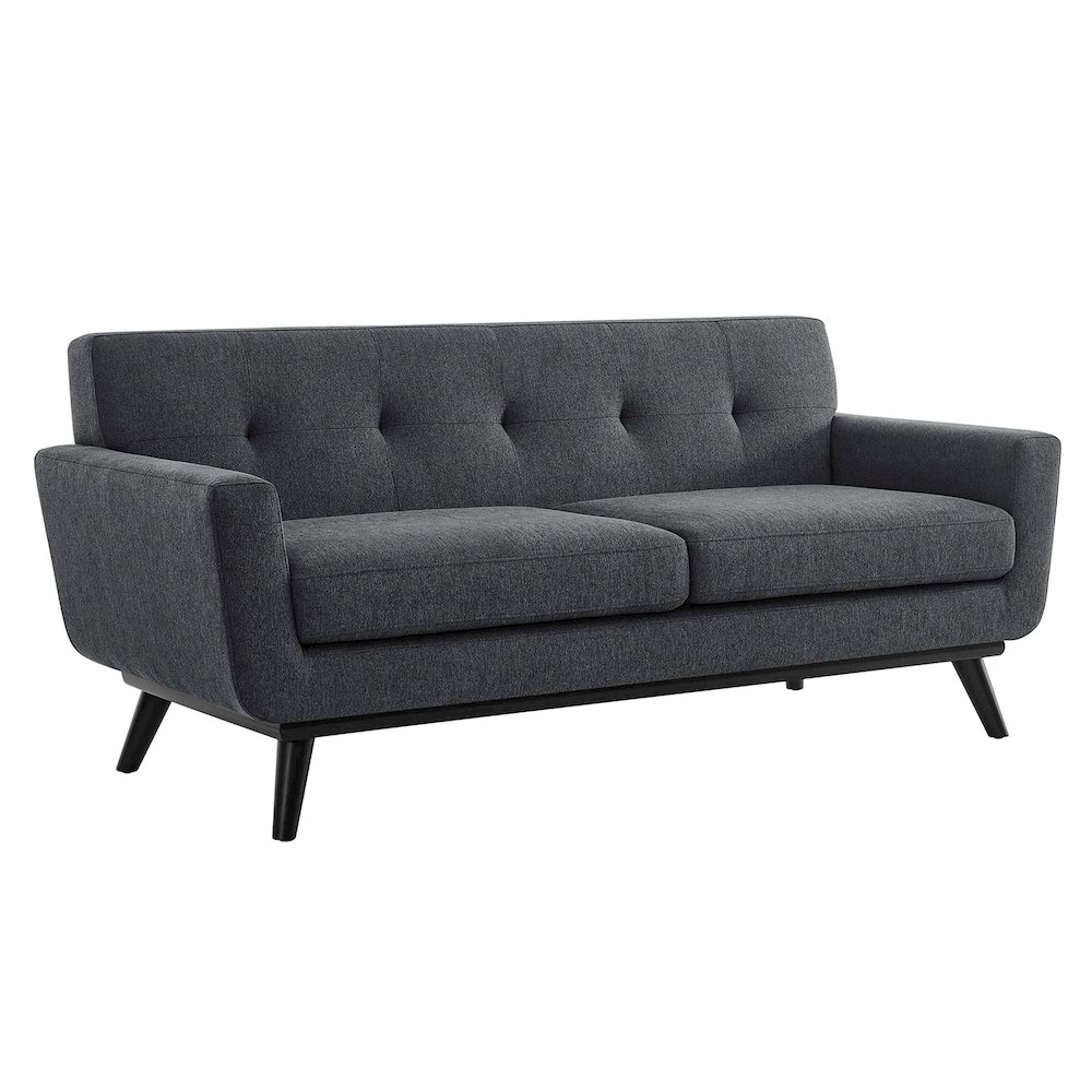 Engage Herringbone Fabric Loveseat. Picture 1