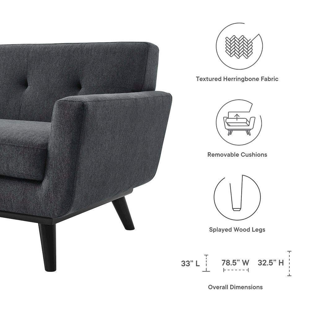 Engage Herringbone Fabric Loveseat. Picture 2