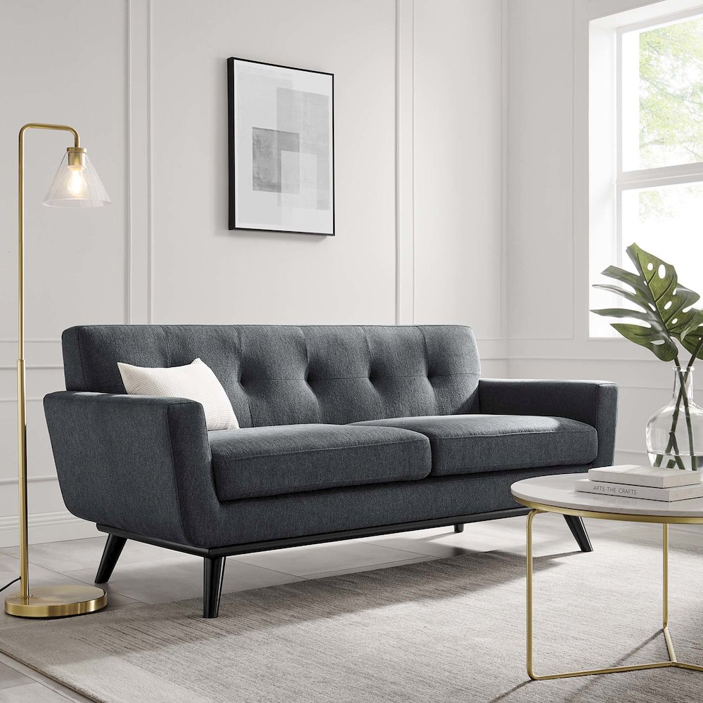 Engage Herringbone Fabric Loveseat. Picture 7