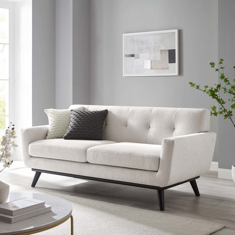Engage Herringbone Fabric Loveseat. Picture 7