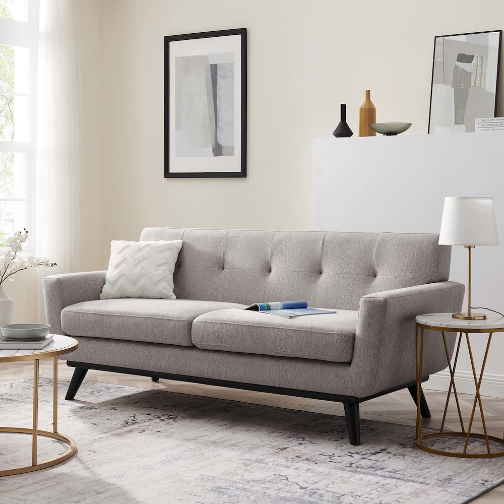 Engage Herringbone Fabric Loveseat. Picture 7