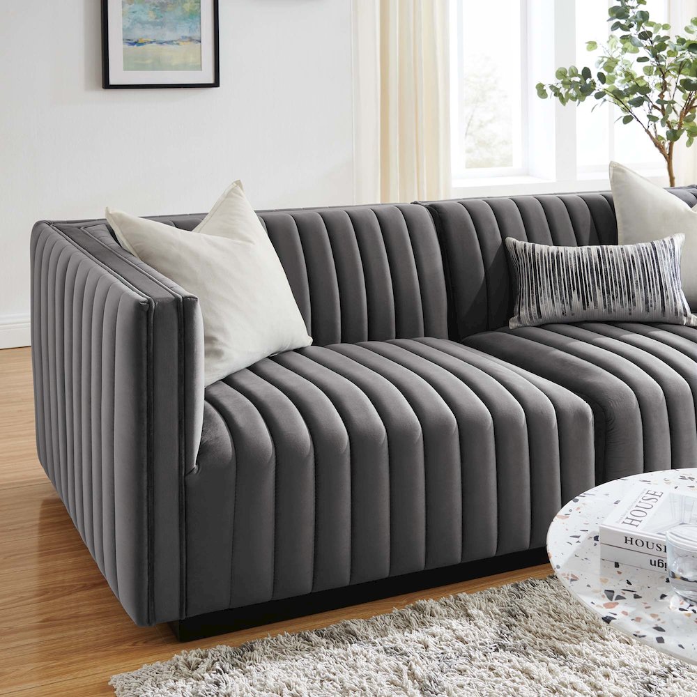 Conjure Channel Tufted Performance Velvet Loveseat. Picture 11