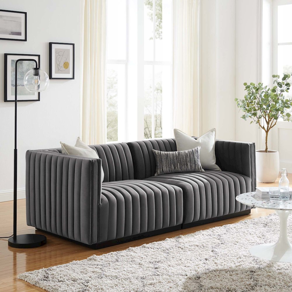 Conjure Channel Tufted Performance Velvet Loveseat. Picture 10