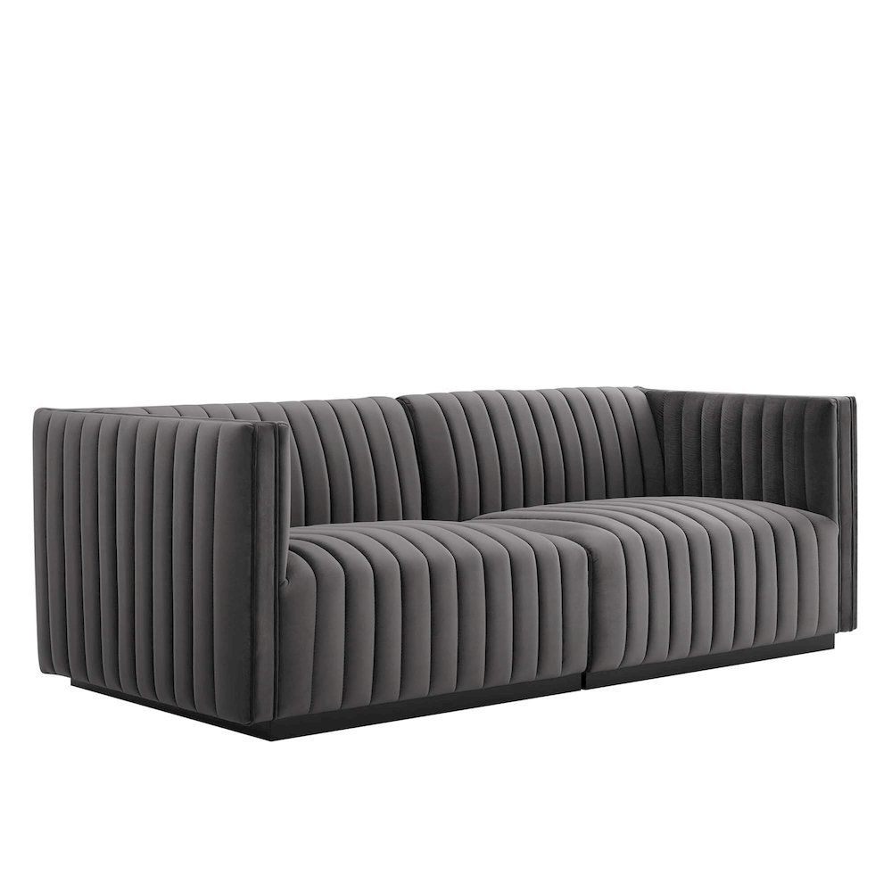 Conjure Channel Tufted Performance Velvet Loveseat. Picture 1