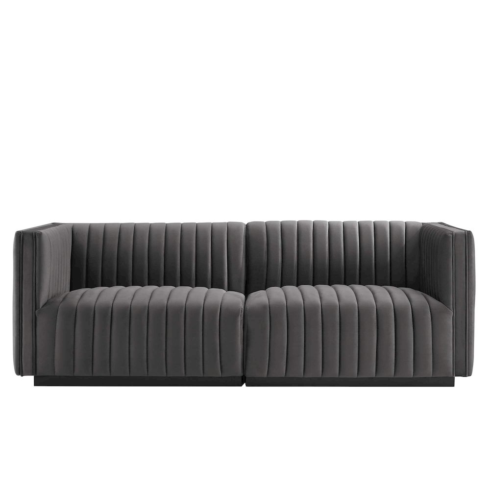 Conjure Channel Tufted Performance Velvet Loveseat. Picture 3