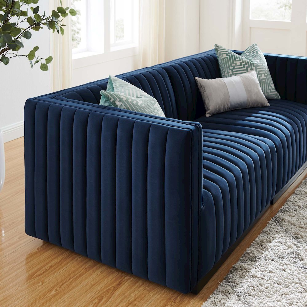 Conjure Channel Tufted Performance Velvet Loveseat. Picture 11