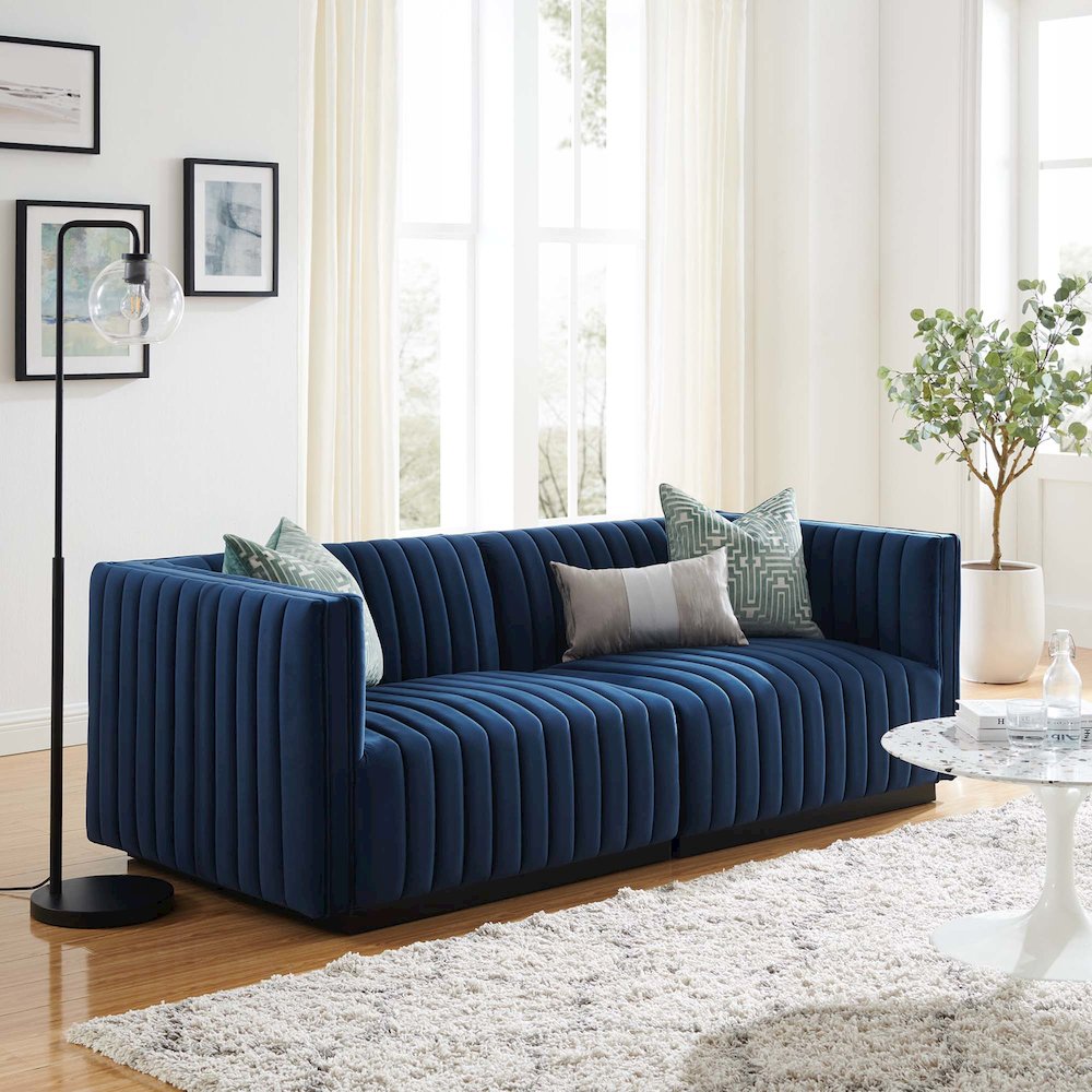 Conjure Channel Tufted Performance Velvet Loveseat. Picture 10