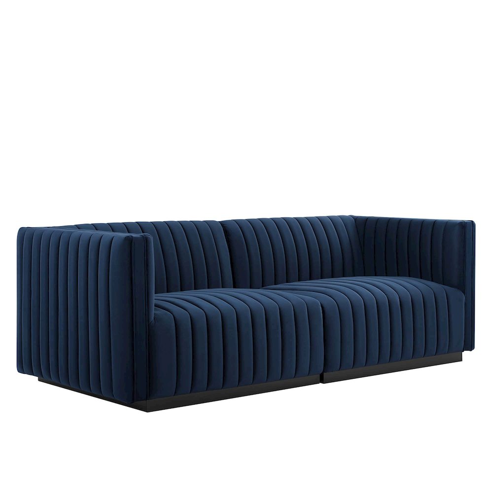 Conjure Channel Tufted Performance Velvet Loveseat. Picture 1