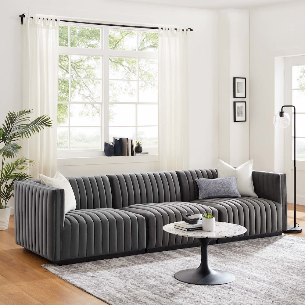 Conjure Channel Tufted Performance Velvet Sofa. Picture 13