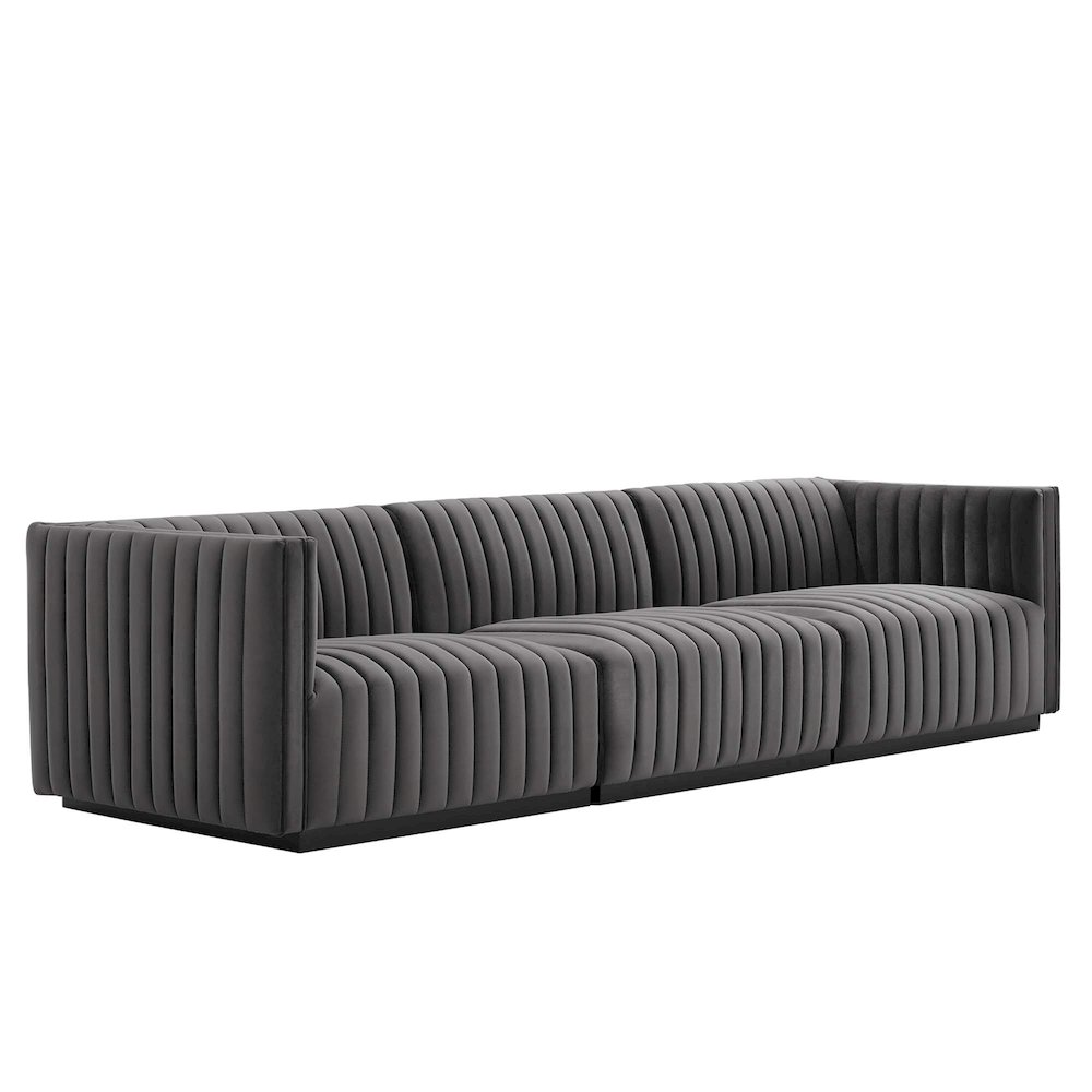 Conjure Channel Tufted Performance Velvet Sofa. Picture 1